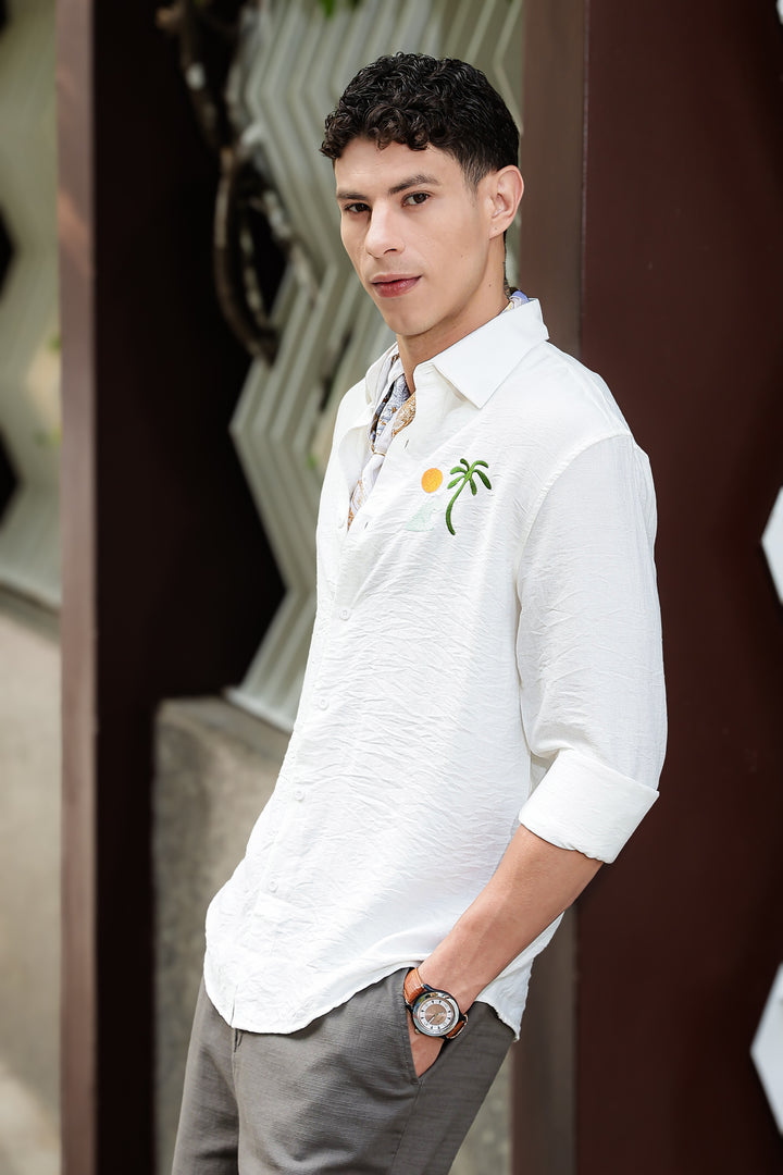 Sand Embroidery: Textured Fabric Shirt