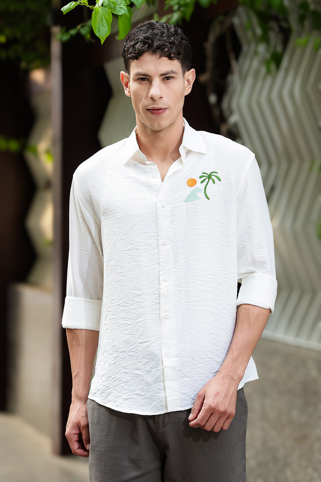 Sand Embroidery: Textured Fabric Shirt