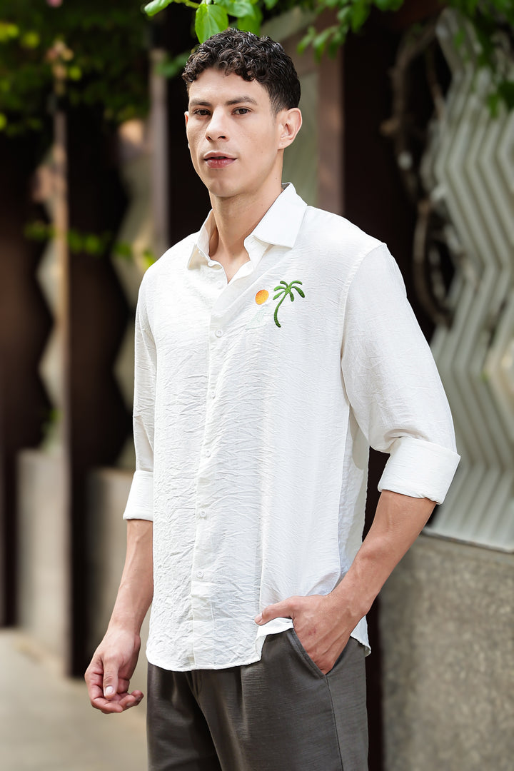 Sand Embroidery: Textured Fabric Shirt