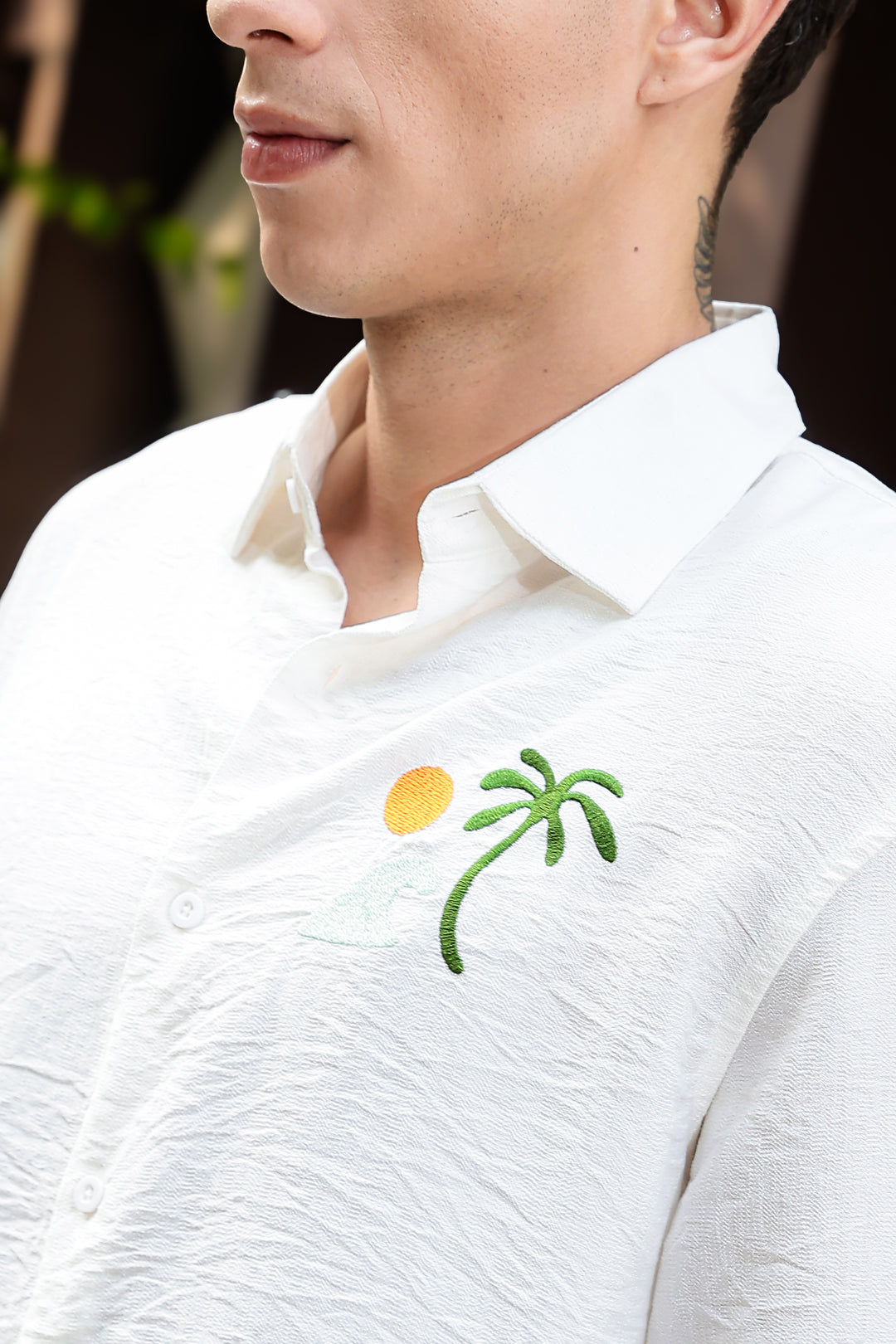 Sand Embroidery: Textured Fabric Shirt