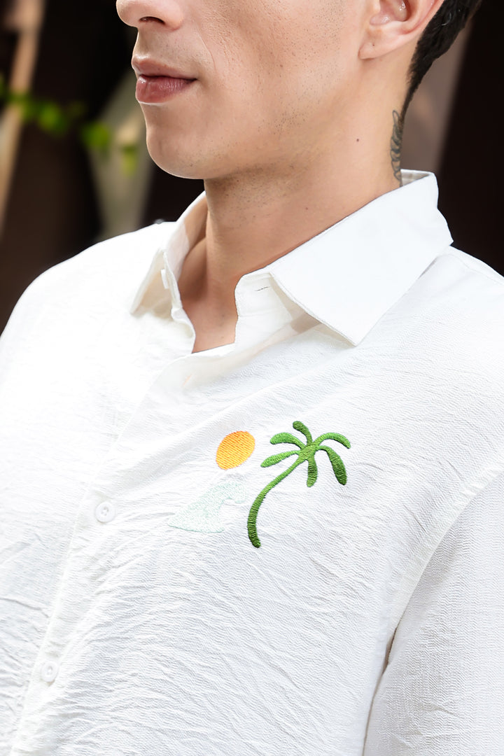 Sand Embroidery: Textured Fabric Shirt
