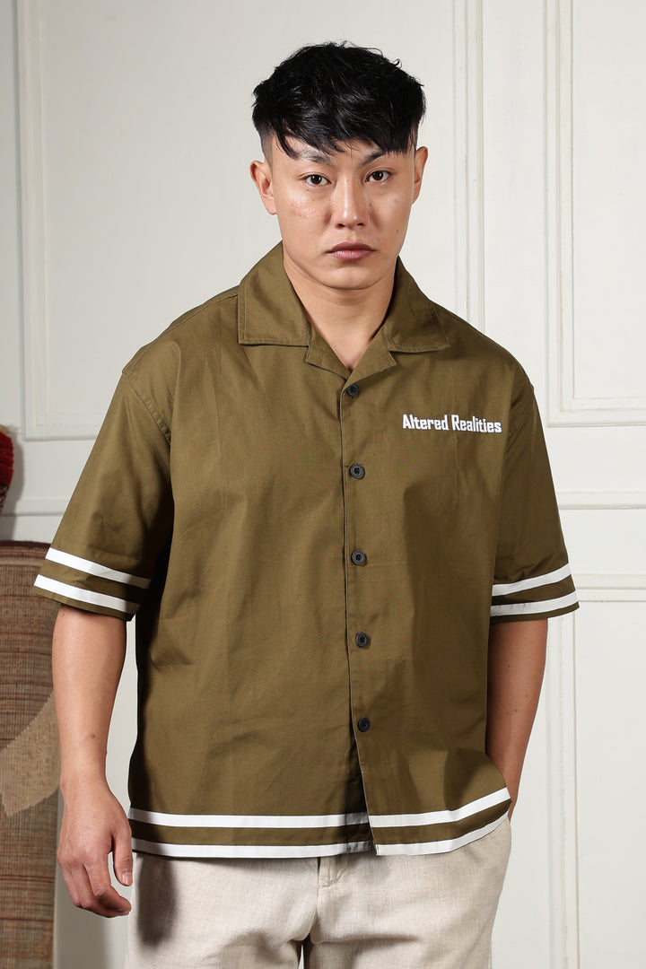 Altered Realities: Olive Embroidery Oversized Shirt