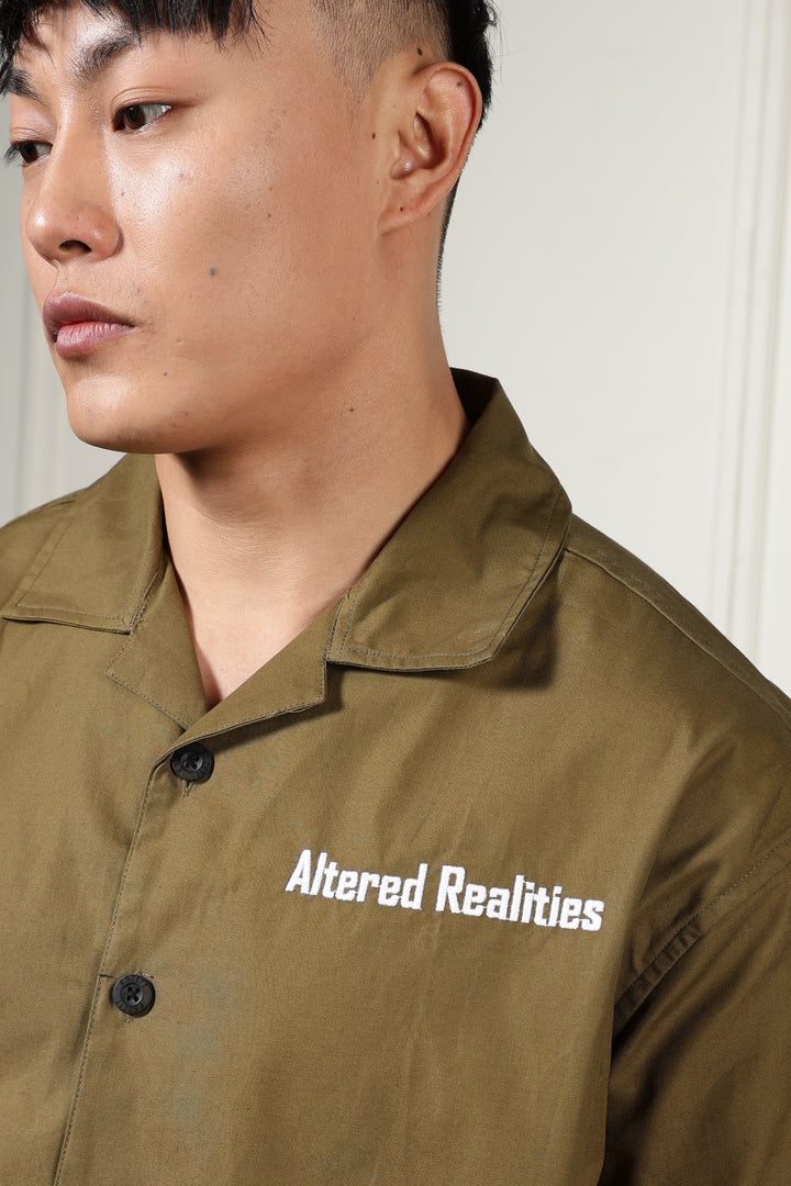 Altered Realities: Olive Embroidery Oversized Shirt