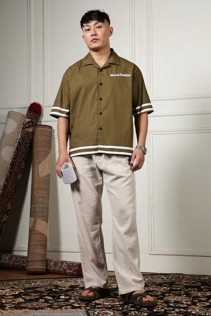 Altered Realities: Olive Embroidery Oversized Shirt
