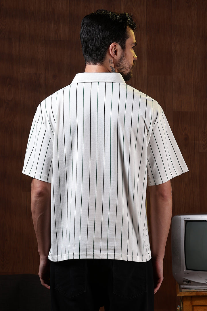 Greek Yacht: Stripes Oversized White Polo Shirt