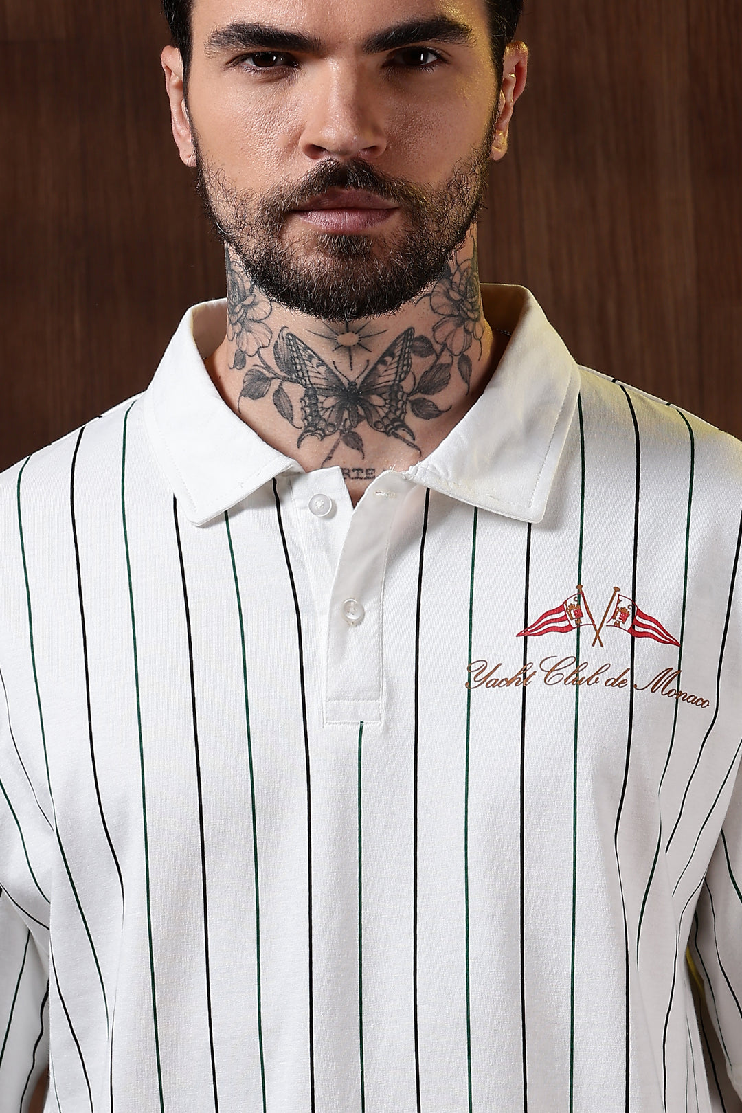 Greek Yacht: Stripes Oversized White Polo Shirt