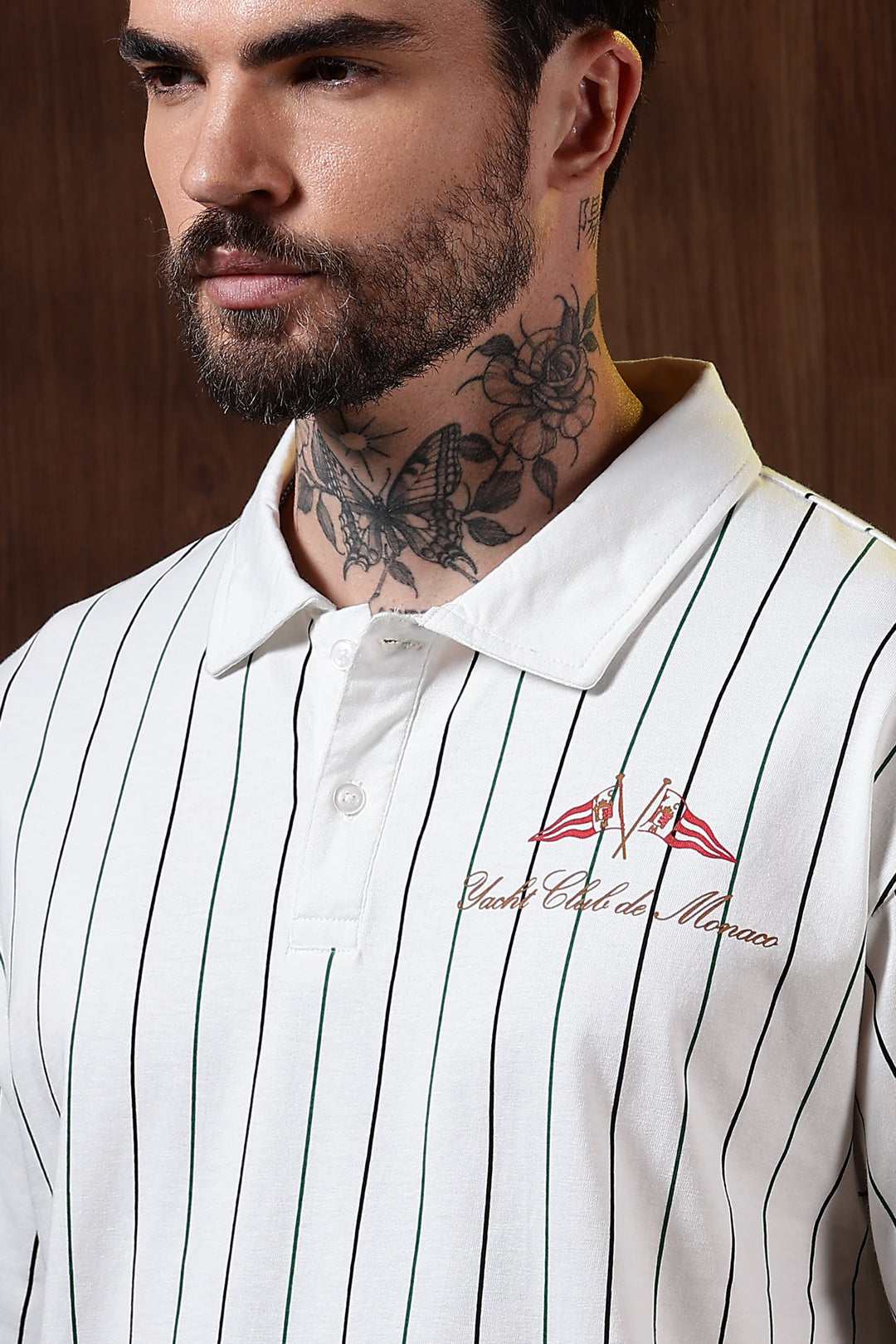 Greek Yacht: Stripes Oversized White Polo Shirt