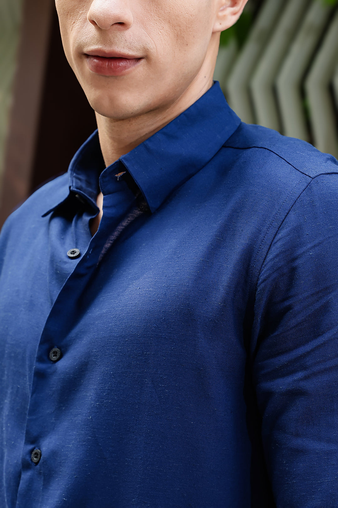 Botanical Print Blue Shirt