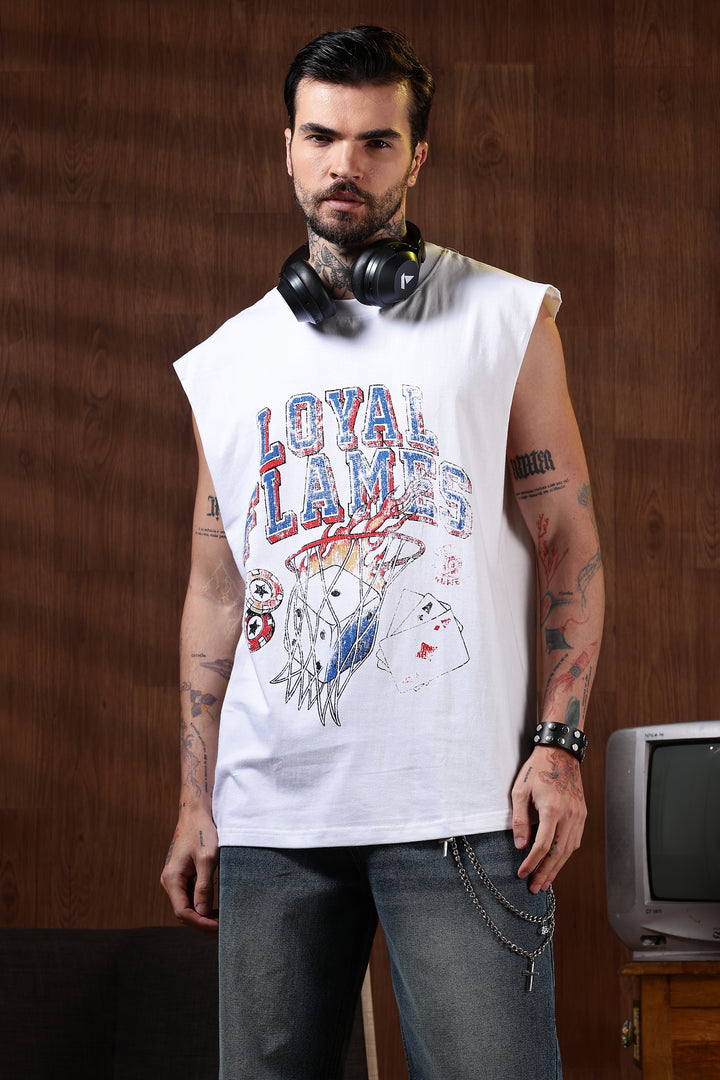 Loyal Flames: White Oversized Tank