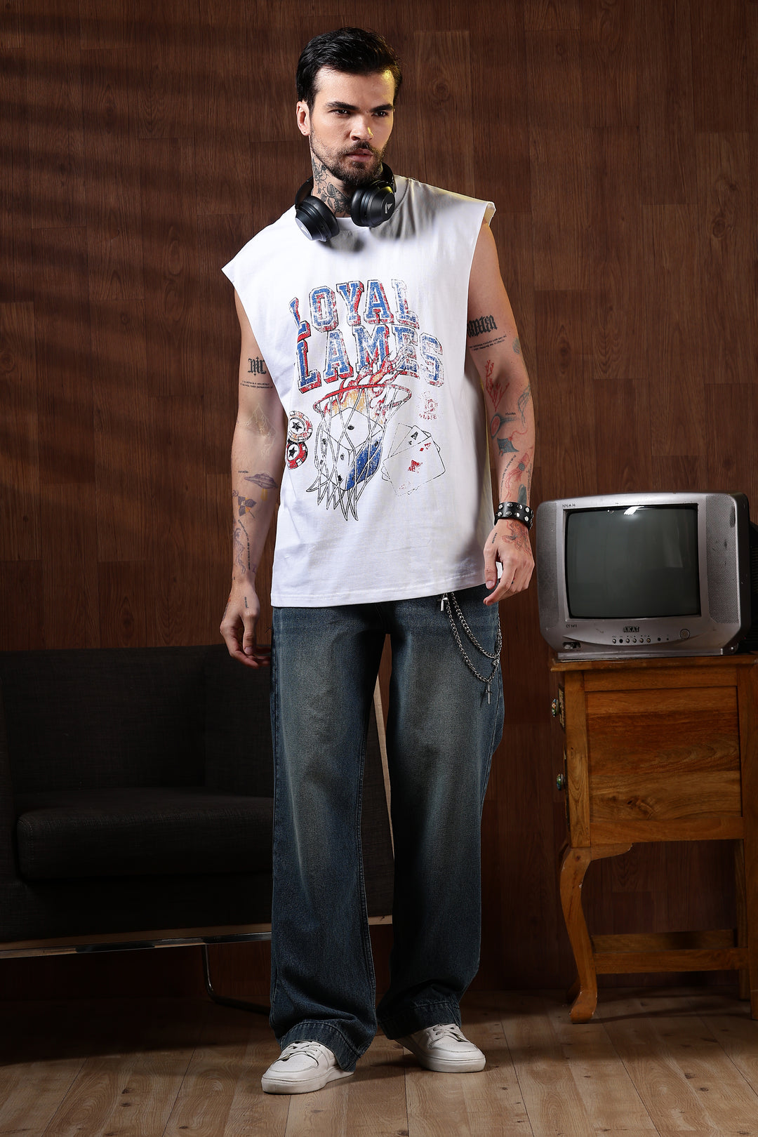 Loyal Flames: White Oversized Tank