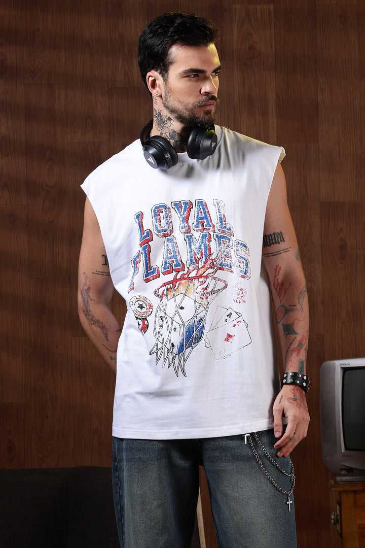 Loyal Flames: White Oversized Tank
