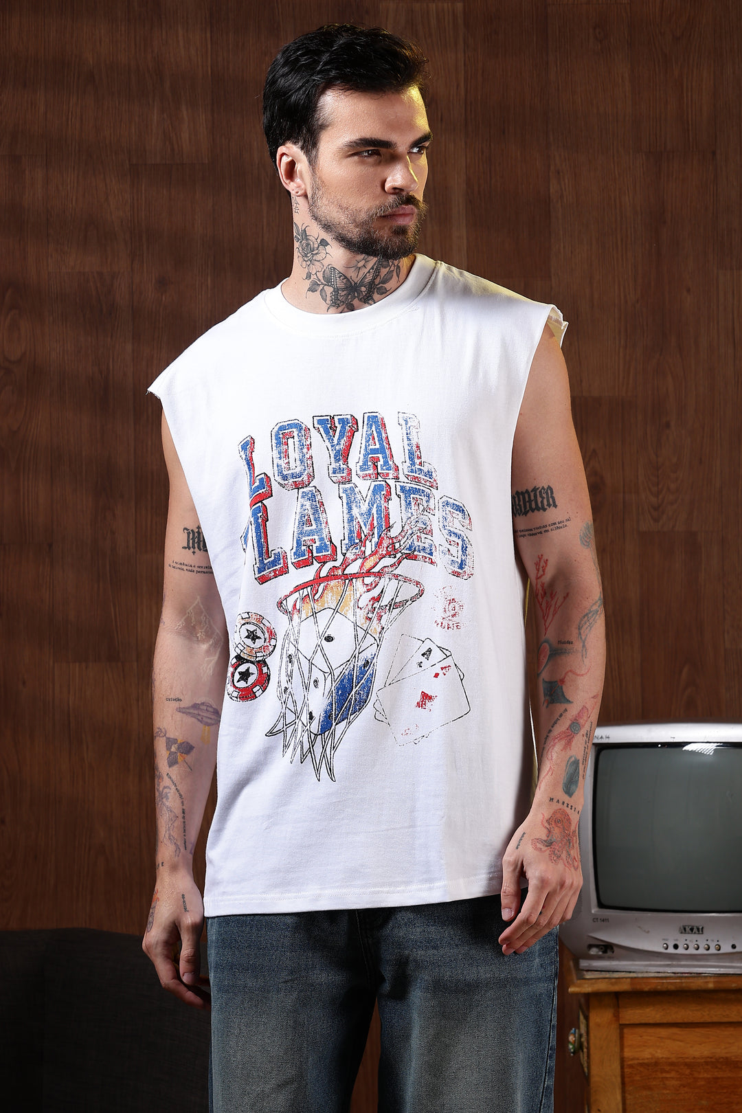 Loyal Flames: White Oversized Tank