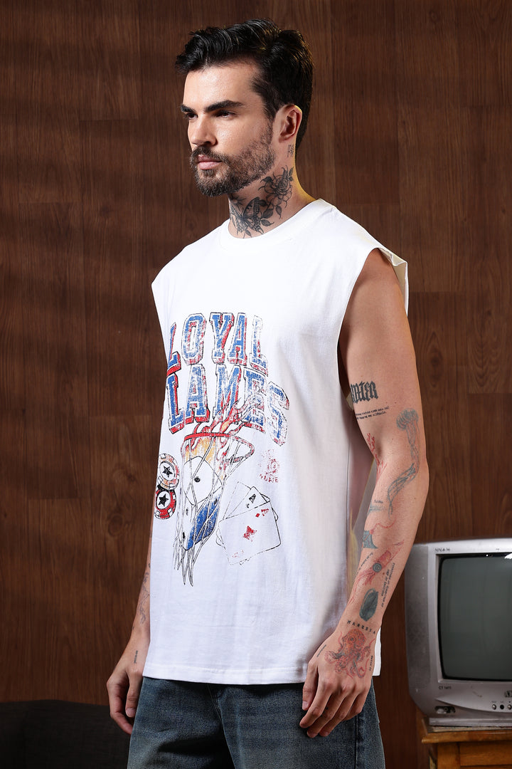 Loyal Flames: White Oversized Tank