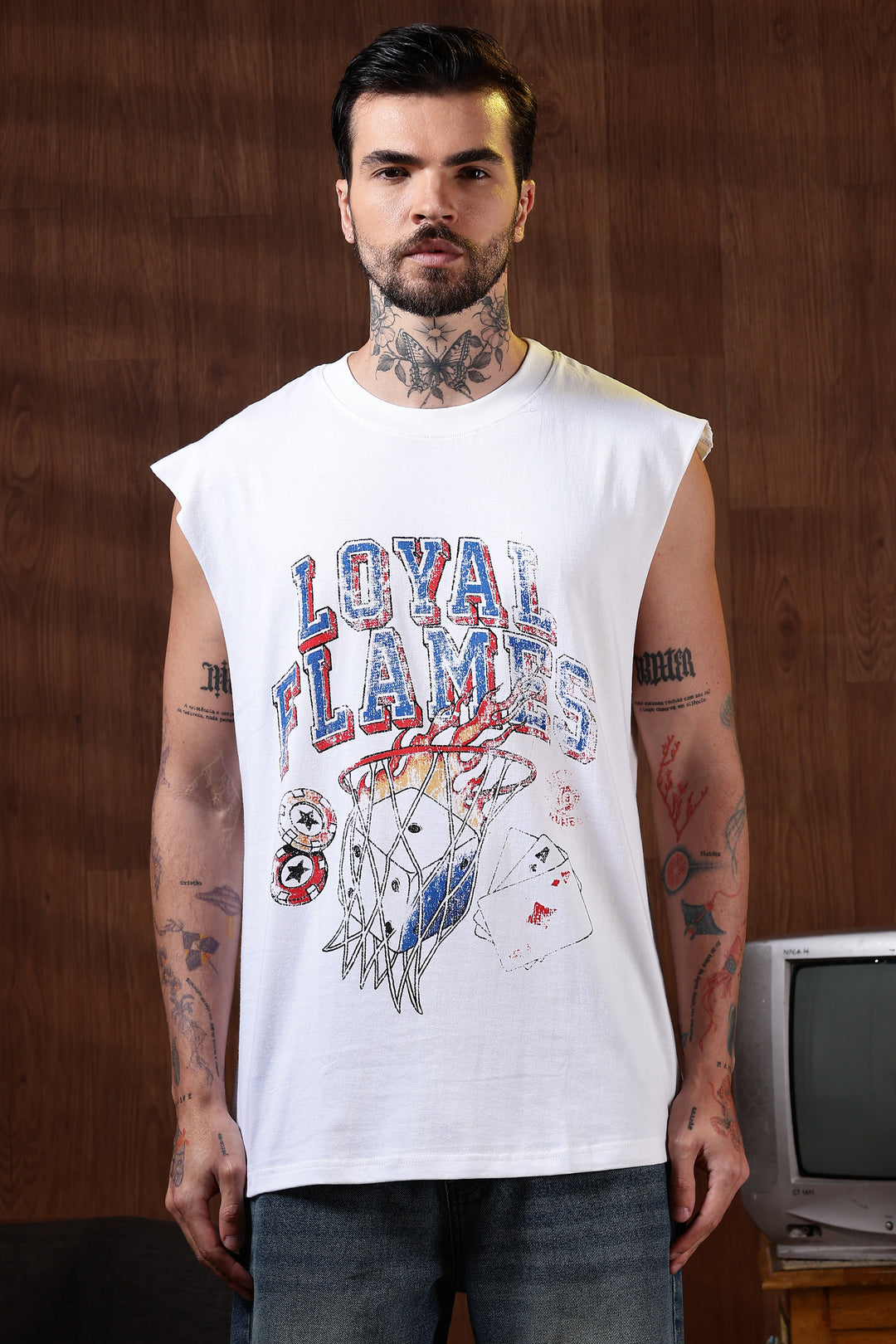 Loyal Flames: White Oversized Tank