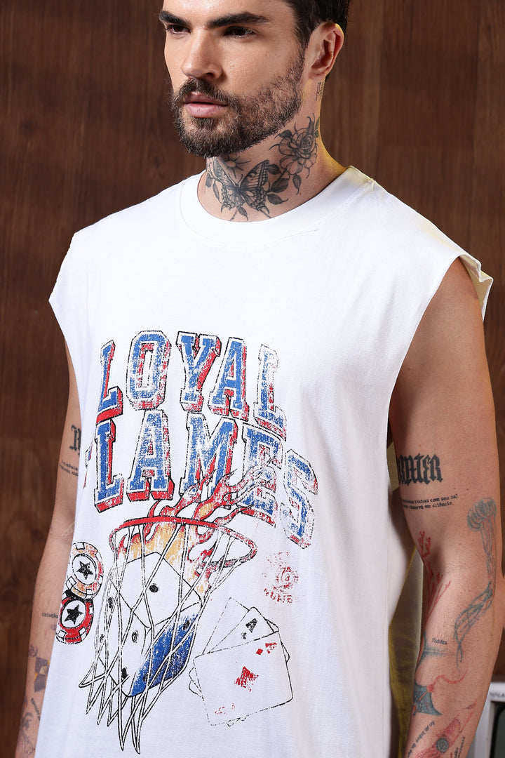 Loyal Flames: White Oversized Tank