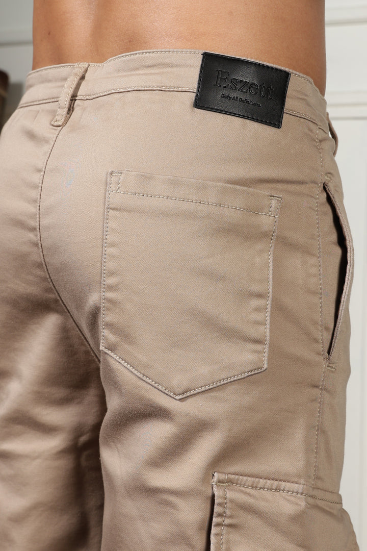 Street: Cream Regular Fit Cargo Pants