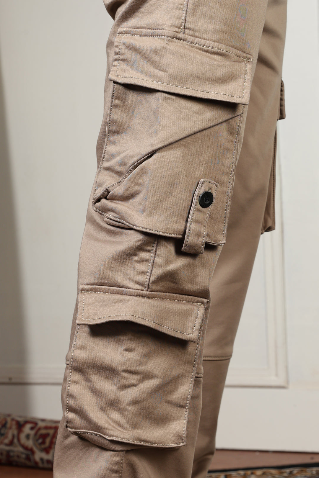 Street: Cream Regular Fit Cargo Pants