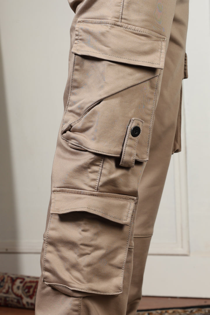 Street: Cream Regular Fit Cargo Pants
