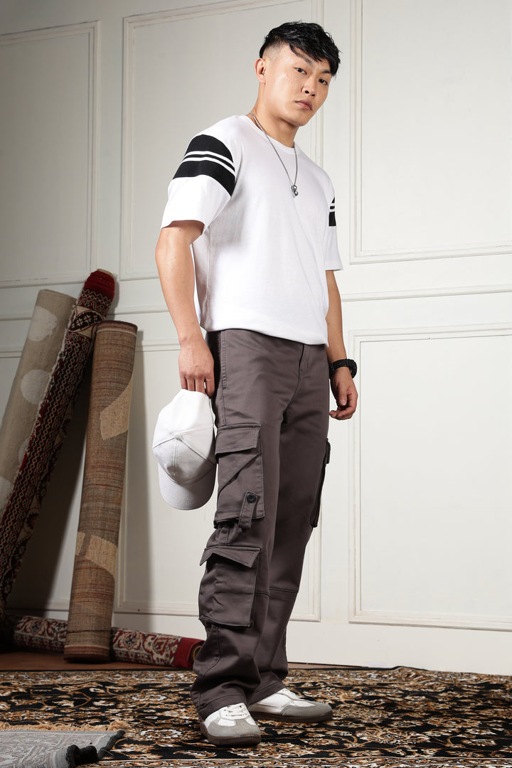 Street: Grey Cargo Regular Fit Pant