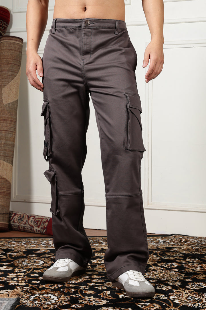 Street: Grey Cargo Regular Fit Pant
