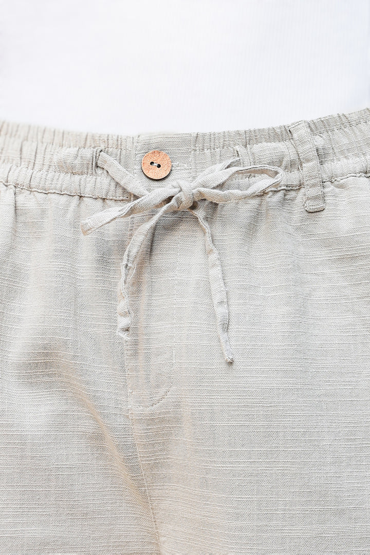 Linen : Cream Baggy Trousers