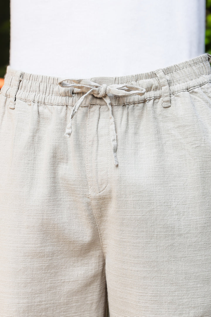 Linen : Cream Baggy Trousers