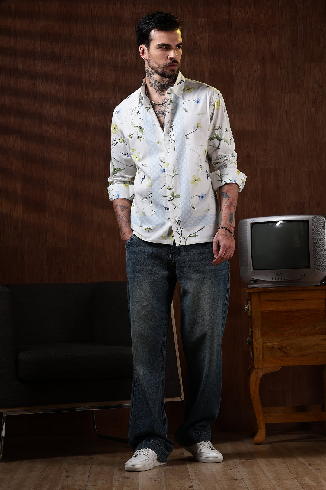 Floral Block Printed Shirt