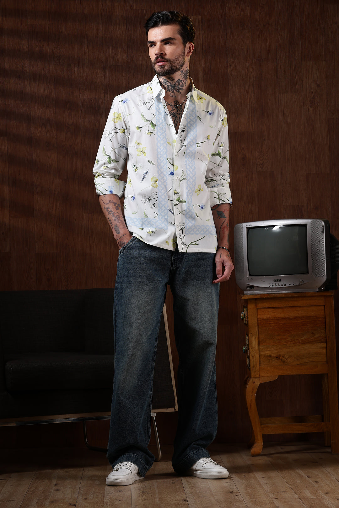 Floral Block Printed Shirt