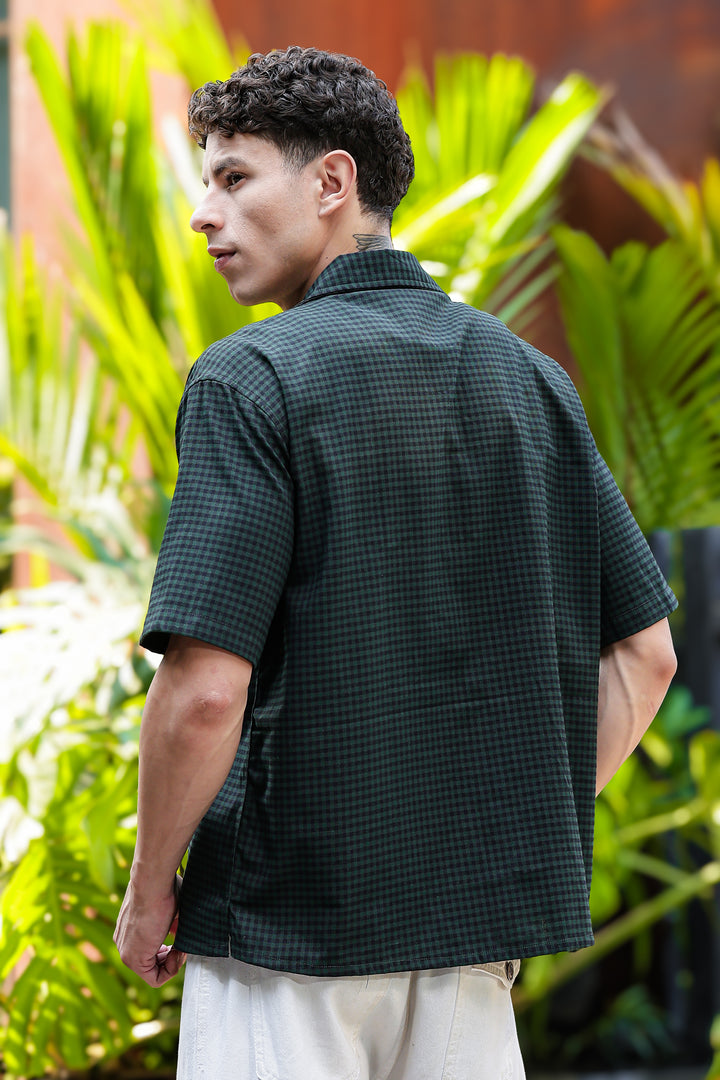 Plaid: Coconut Green Oversized Embroidery Shirt