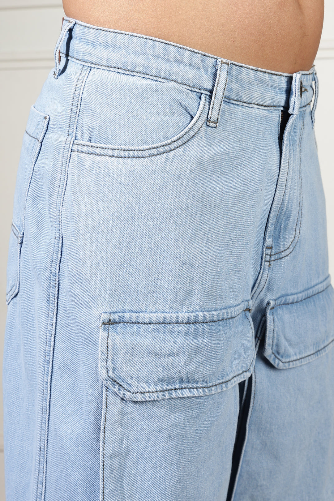 Glacial Blue Baggy Cargo Pants
