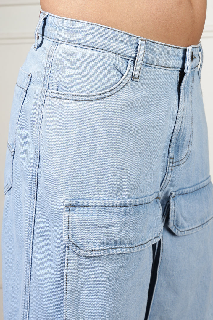 Glacial Blue Baggy Cargo Pants