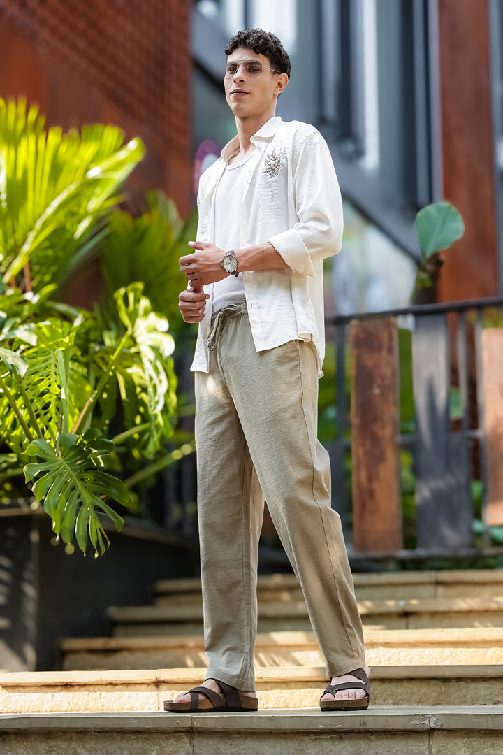 Linen : Ochre Baggy Trousers
