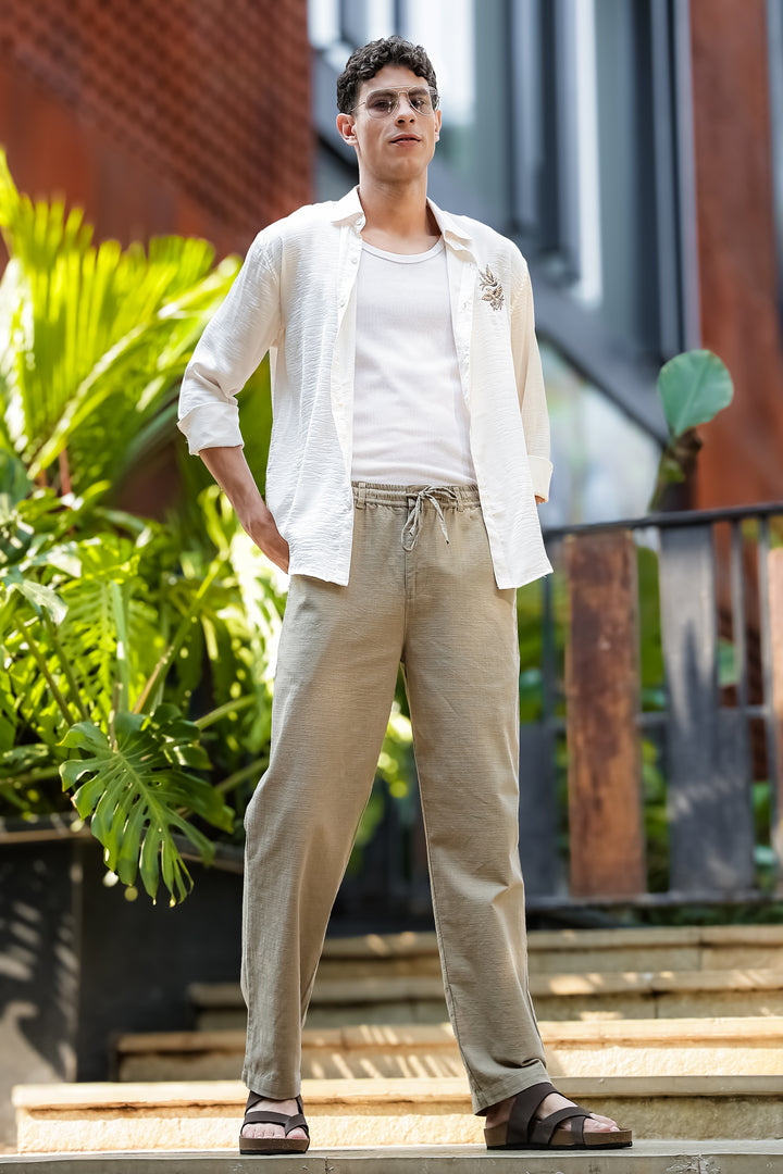 Linen : Ochre Baggy Trousers