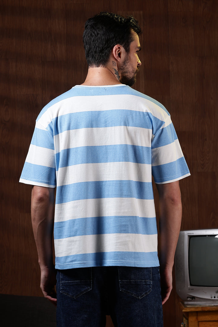 Stay Calm: Blue Stripes Oversized T-shirt