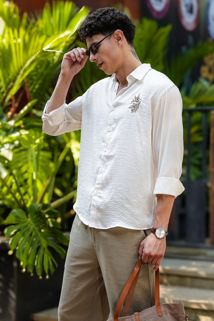 Avians Embroidery : Textured Fabric Shirt