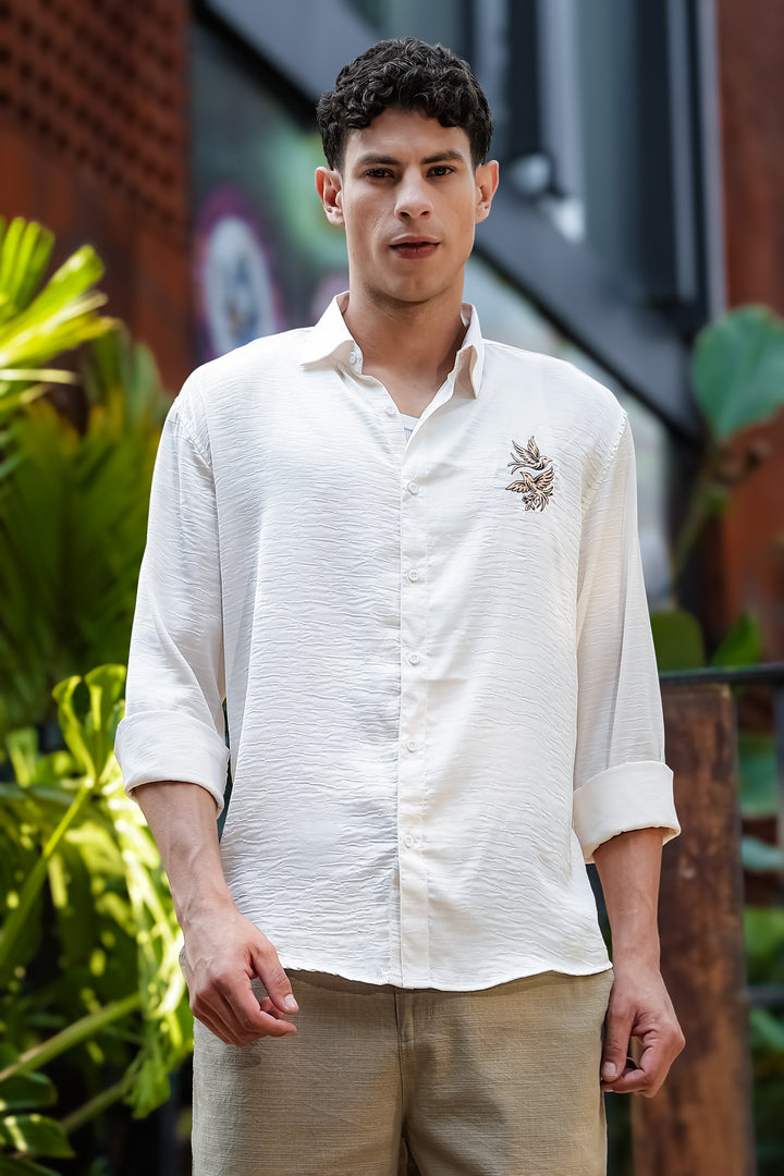 Avians Embroidery : Textured Fabric Shirt
