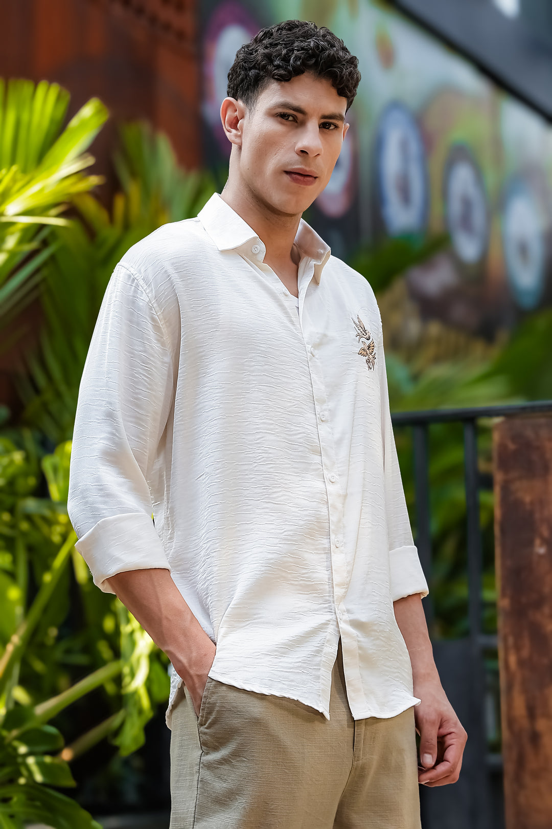 Avians Embroidery : Textured Fabric Shirt