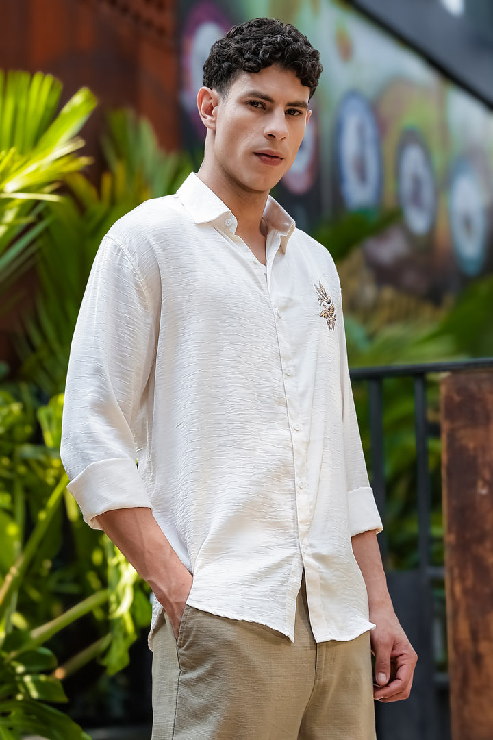 Avians Embroidery : Textured Fabric Shirt