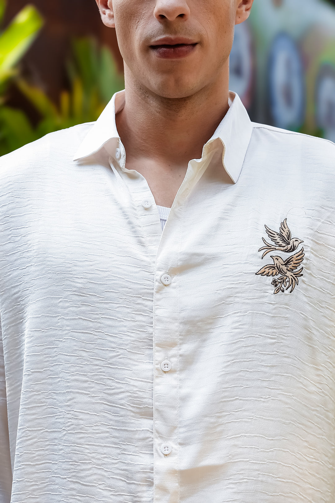 Avians Embroidery : Textured Fabric Shirt