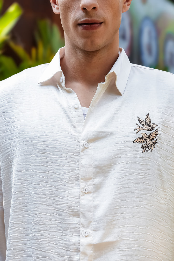 Avians Embroidery : Textured Fabric Shirt