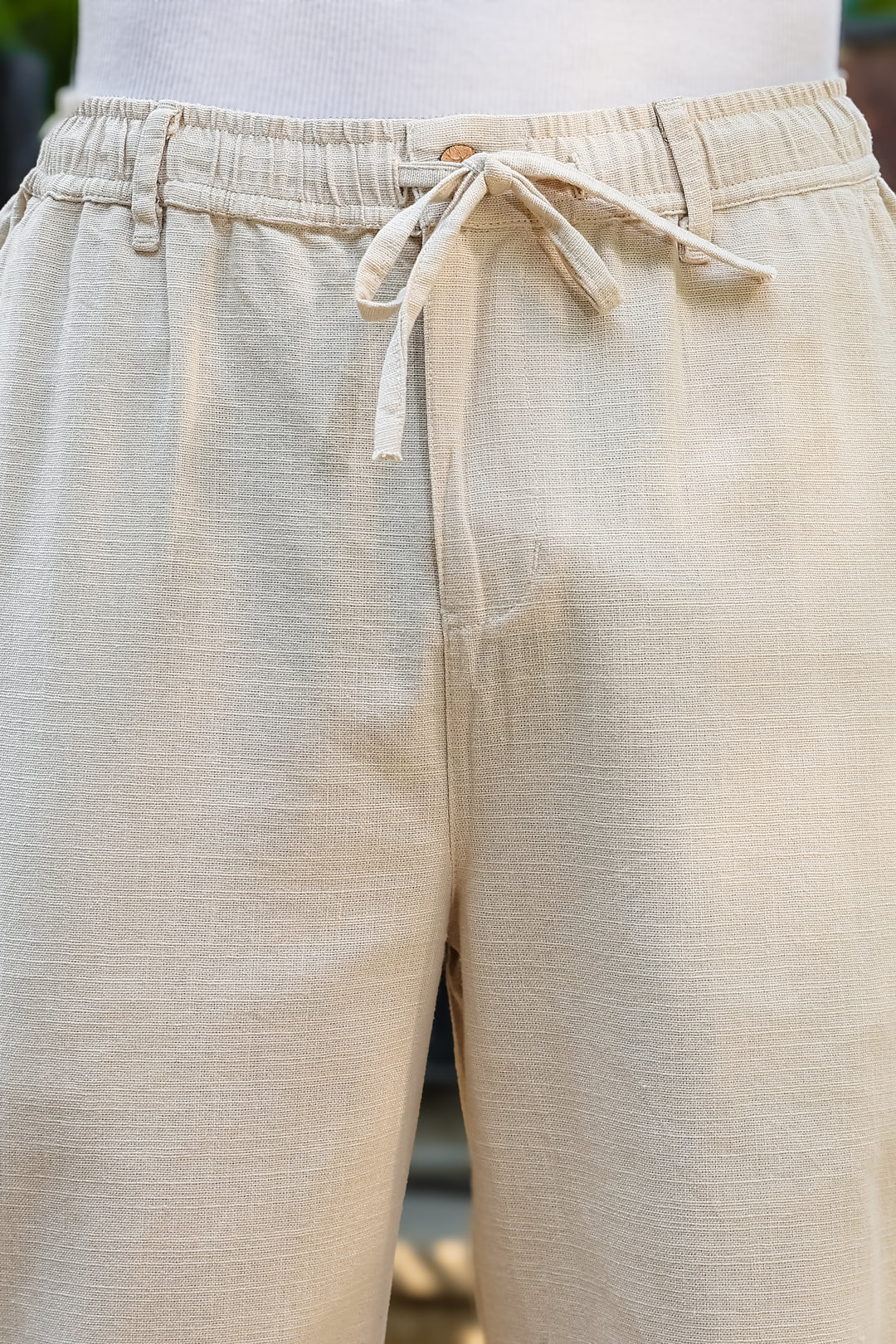 Linen : Off White Baggy Trousers