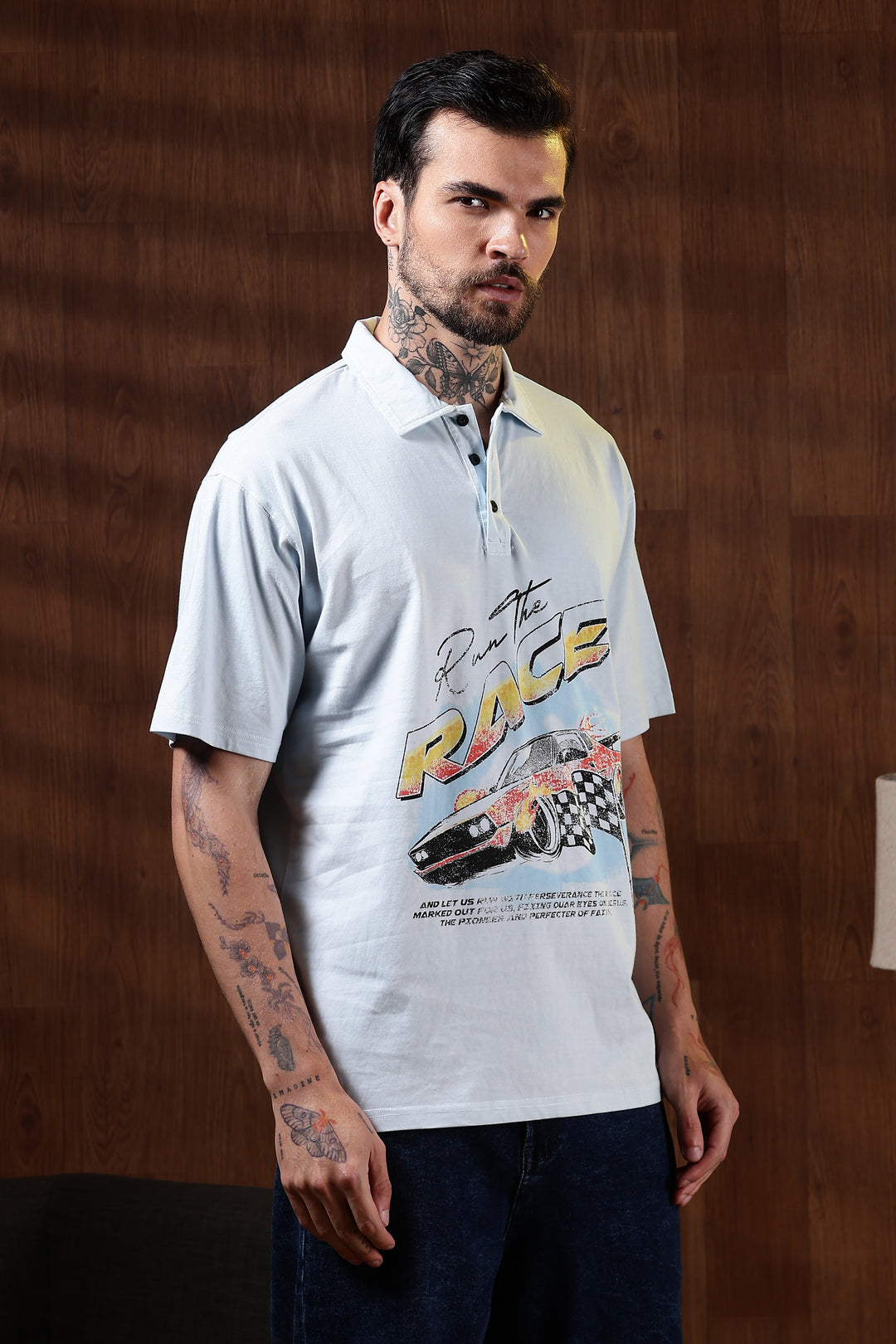 Race: Dyed Blue Oversized Polo