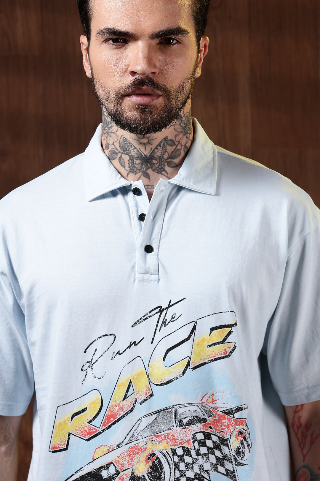 Race: Dyed Blue Oversized Polo