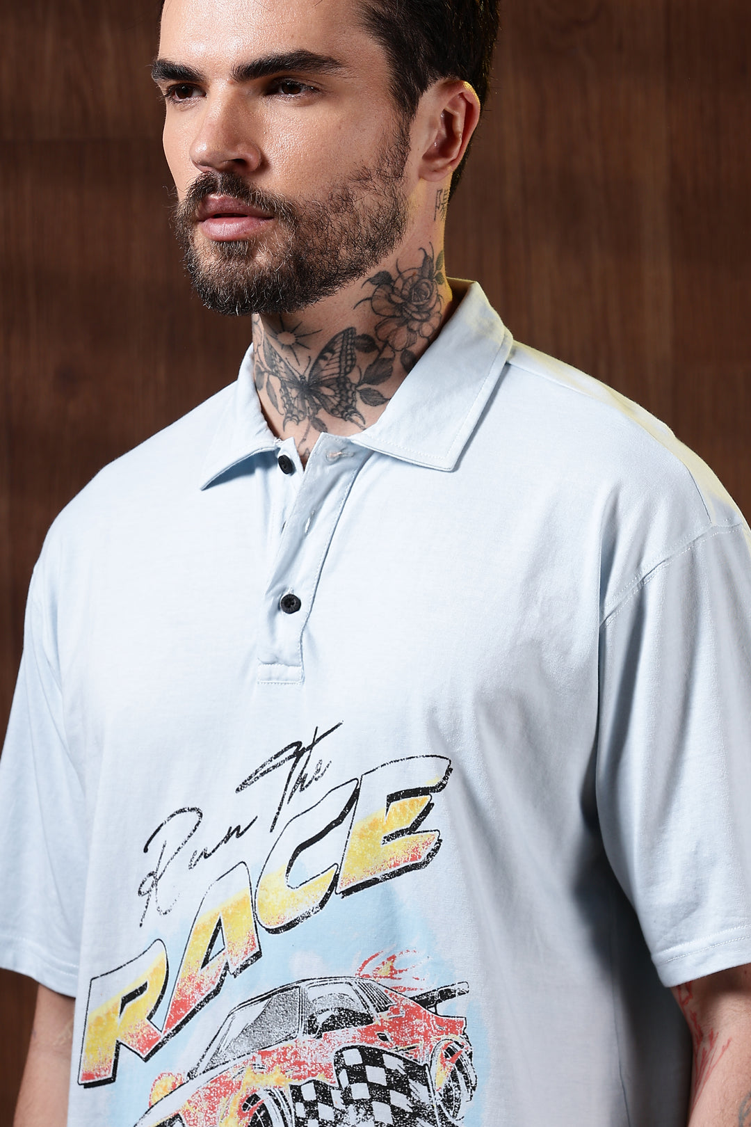 Race: Dyed Blue Oversized Polo