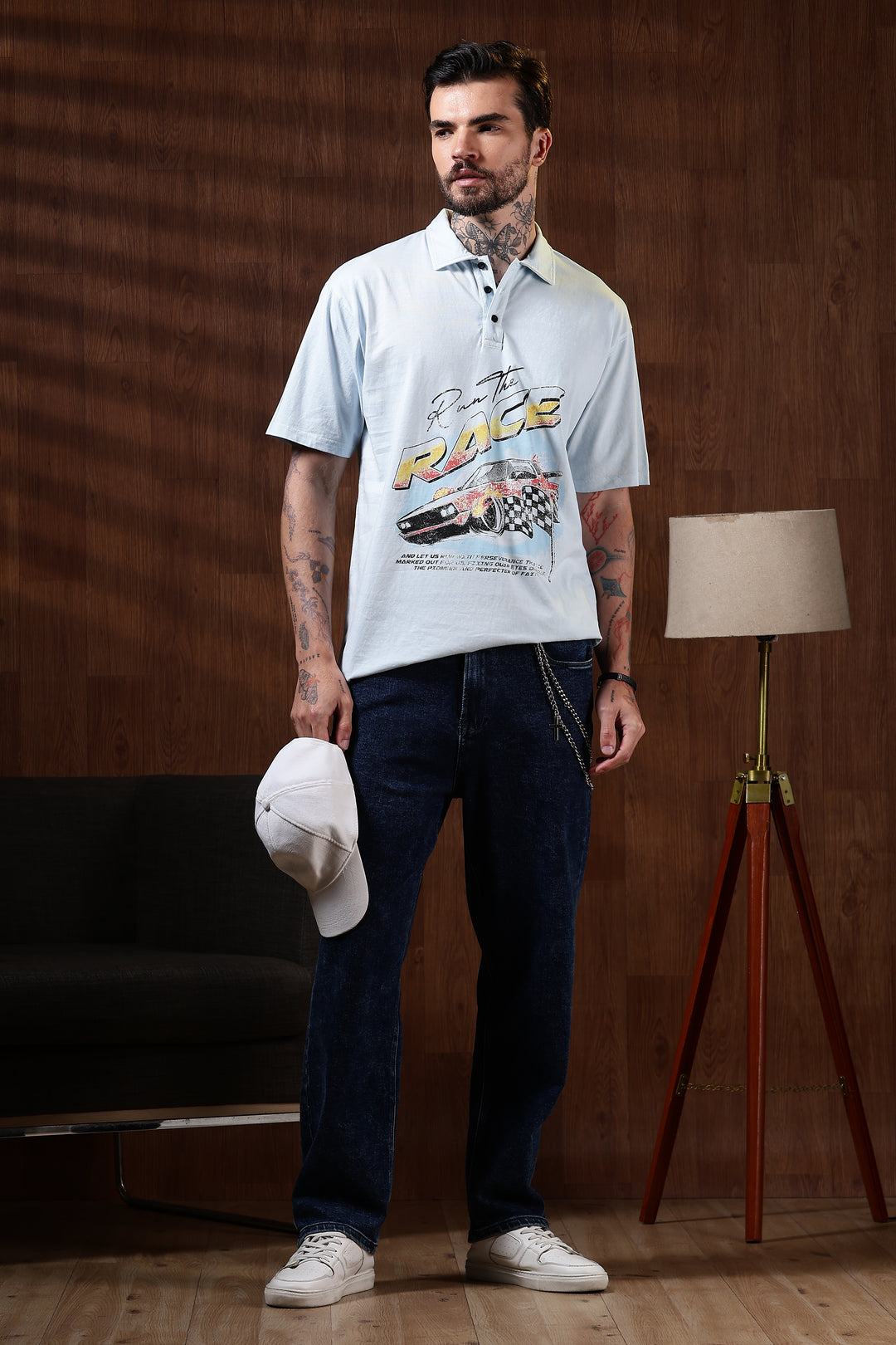 Race: Dyed Blue Oversized Polo