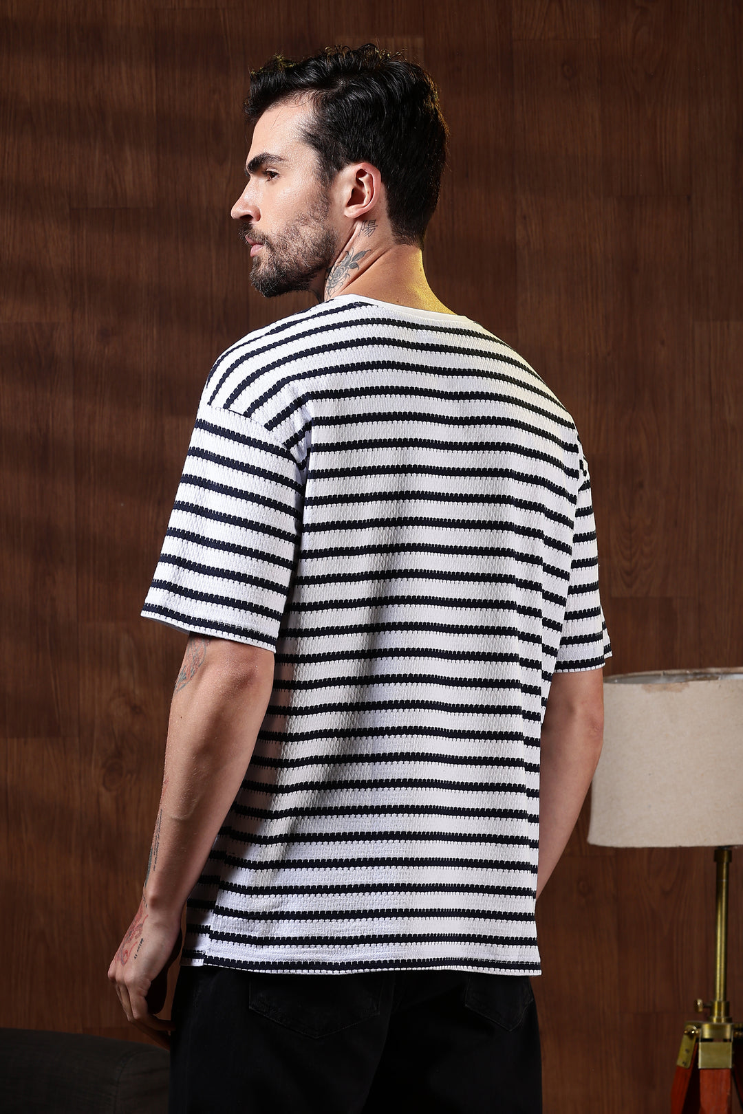 Stripes: Embroidery Oversized T-Shirt
