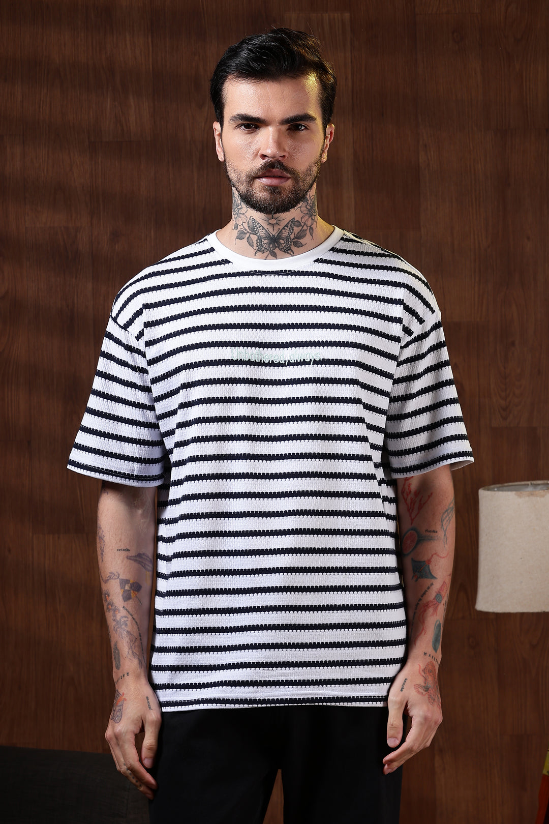 Stripes: Embroidery Oversized T-Shirt