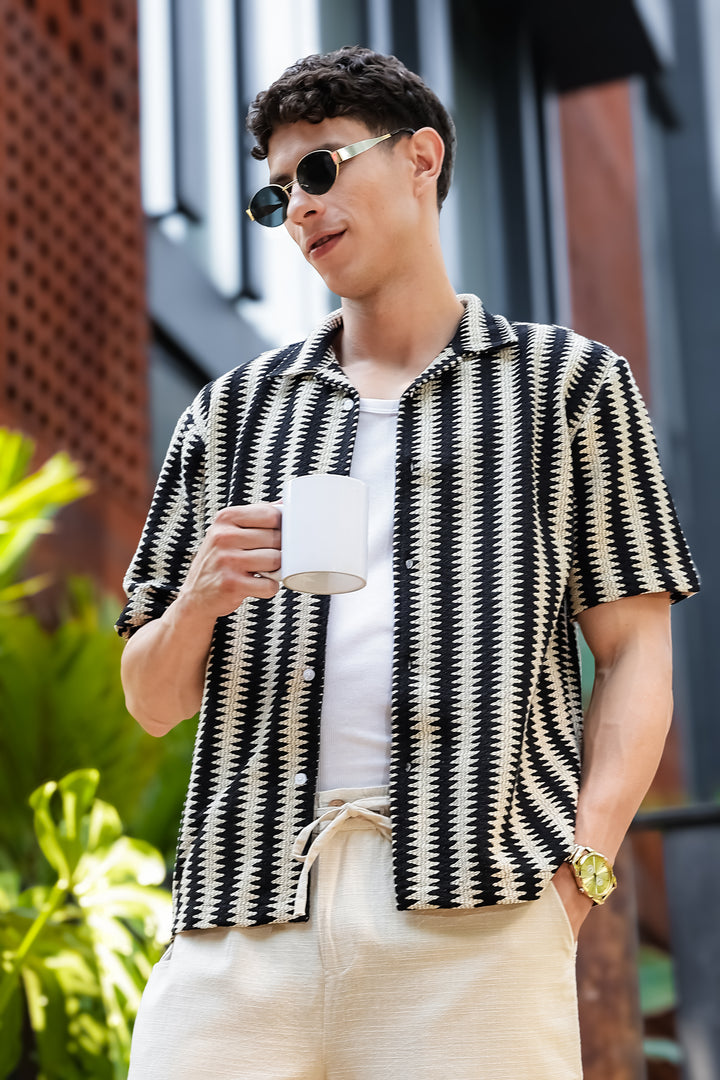 Black Wave Crochet shirt