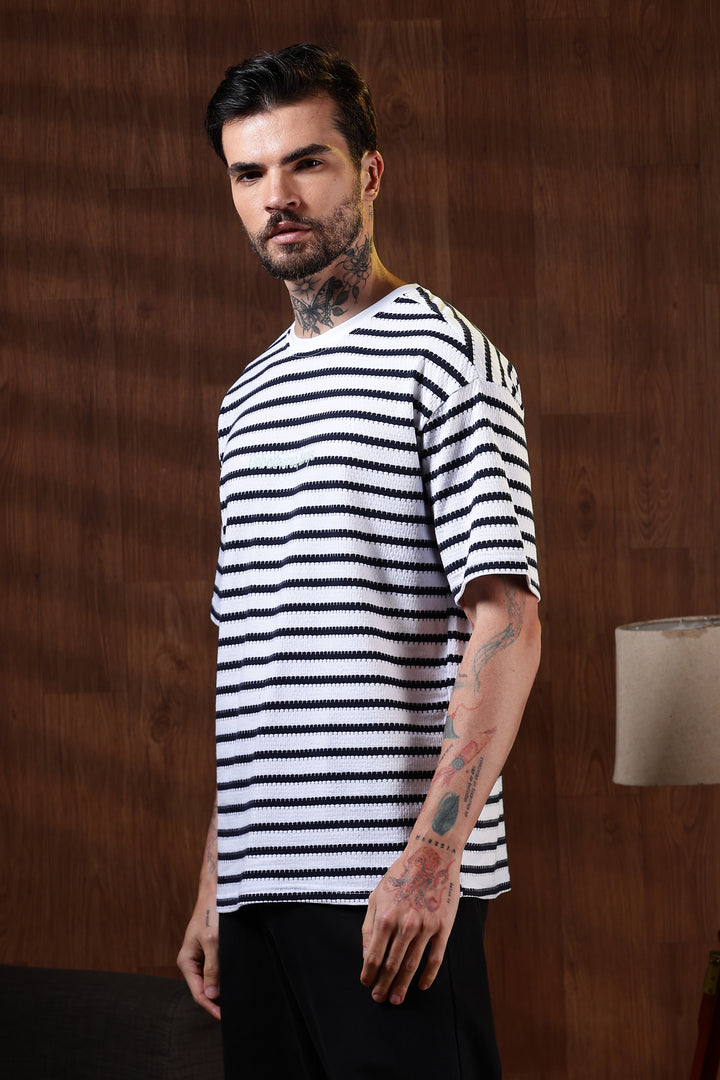 Stripes: Embroidery Oversized T-Shirt