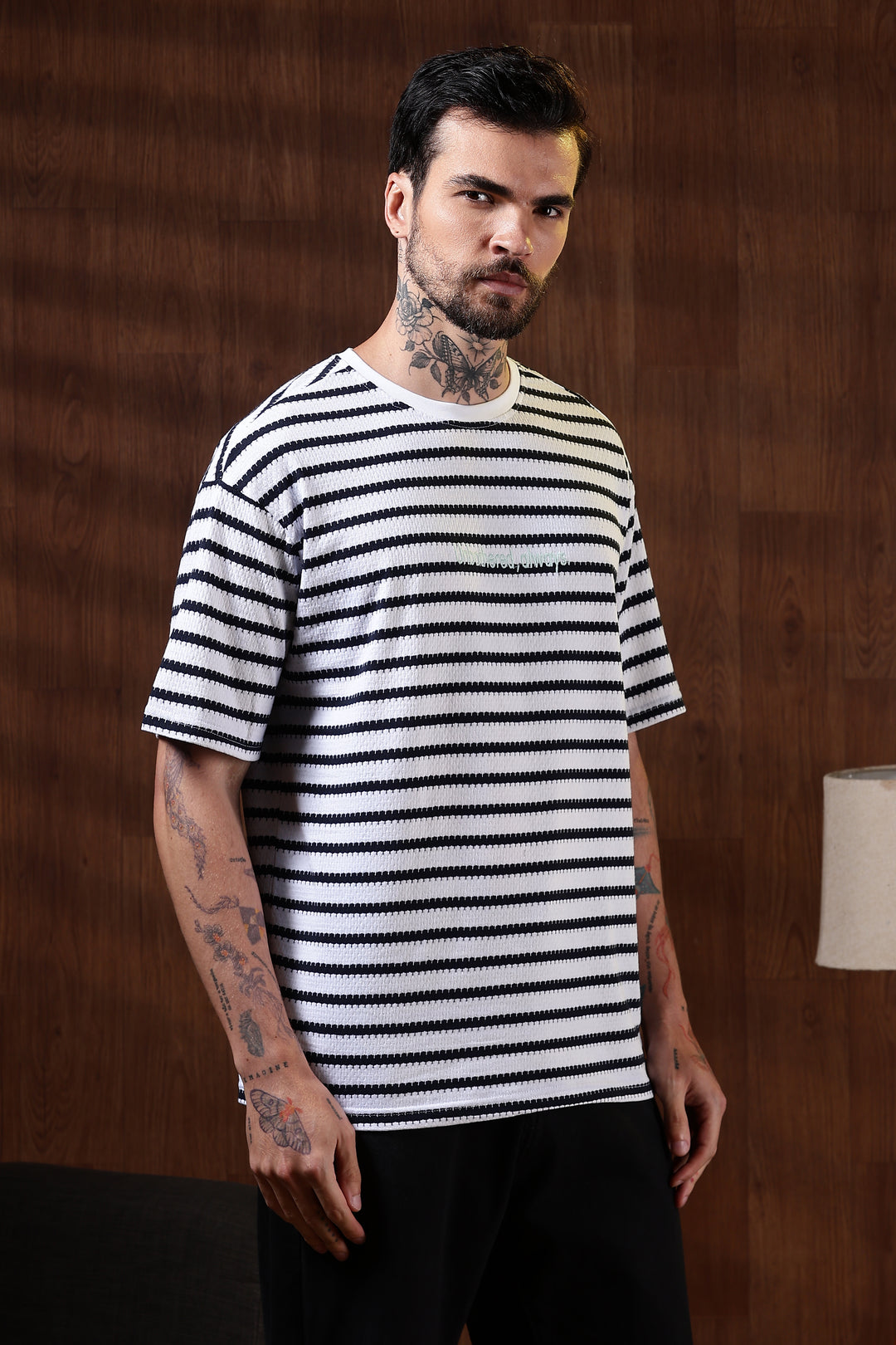 Stripes: Embroidery Oversized T-Shirt